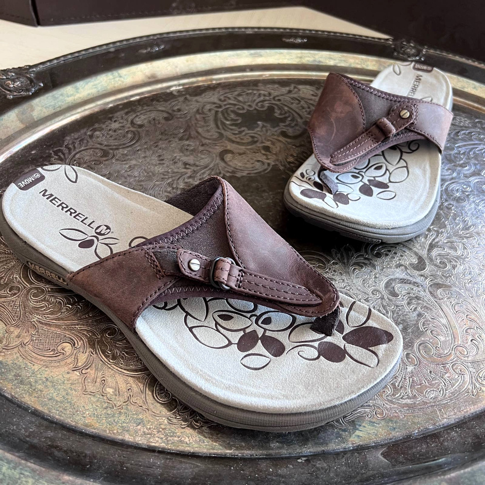 Merrell Bracken Leather Flip Flop Thong Slip On Sandals Size 6